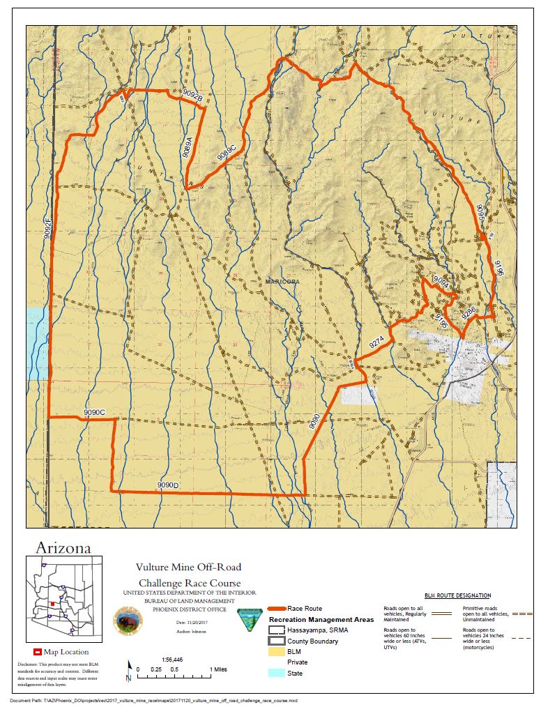 Temporary Public Land Closure In Maricopa County For Off Highway Vehicle Race Bureau Of Land 6703